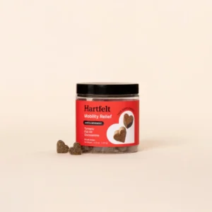 Hartfelt premium dog joint supplement with glucosamine, 60 soft chews in red jar